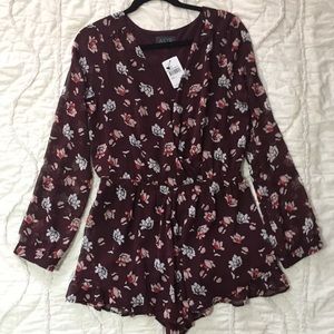 Burgundy floral romper